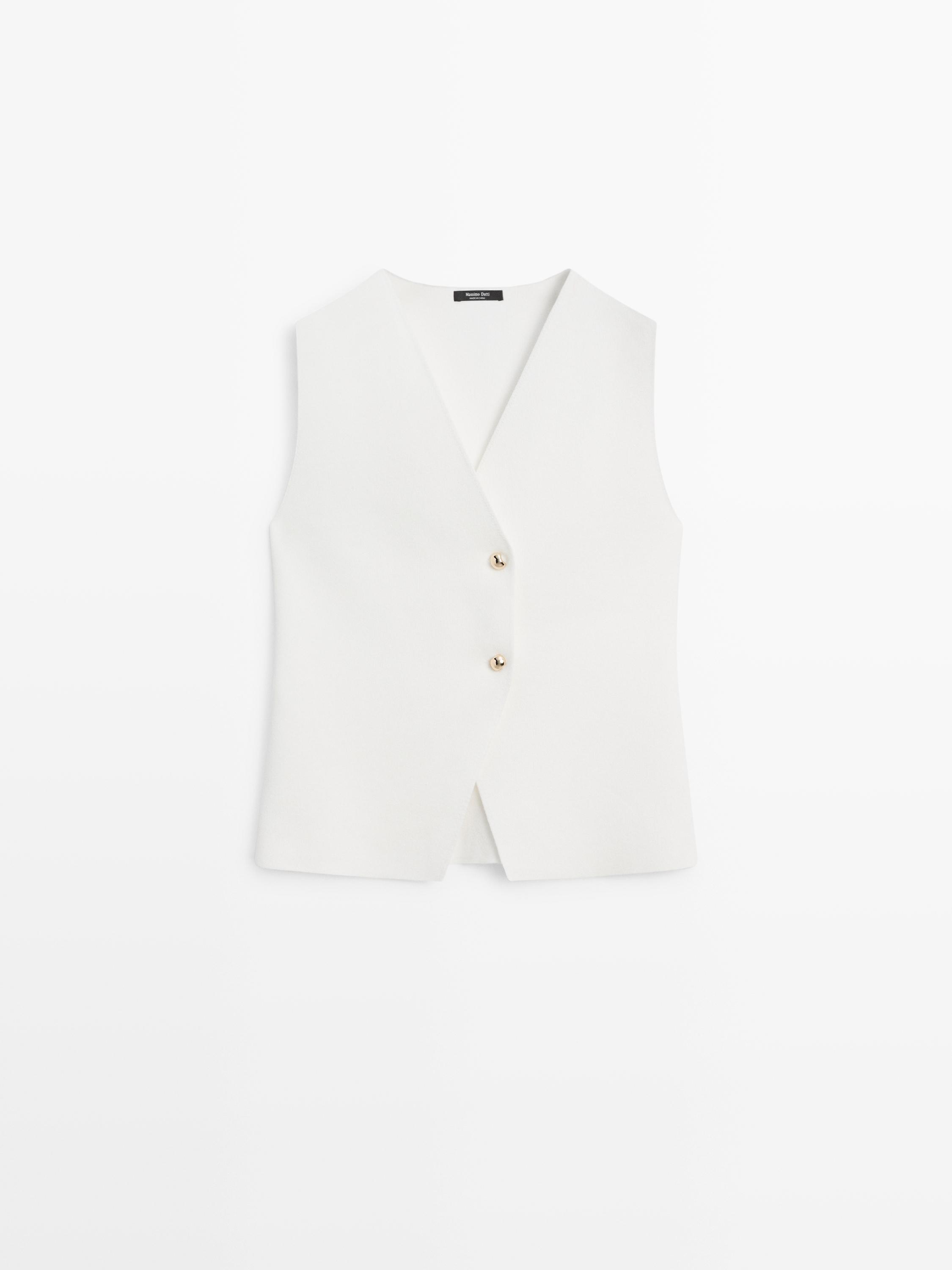 Gilet en maille à col V et boutons